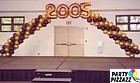Customized 28' Brown & Gold Balloon Arch.  Mililani Rec Center 5.  We are a Mililani Town Association Authorized Vendor!