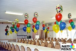 Balloon Centerpieces Fill the Room with Color.  Natsunoya Tea House