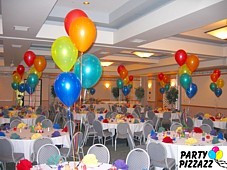 Rainbow-Color Balloon Centerpieces Set the Tone of Your Function.  Manoa Grand Ballroom, Japanese Cultural Center